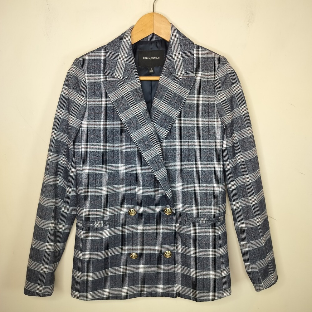 Banana‎ Republic Double Breasted Plaid Blazer